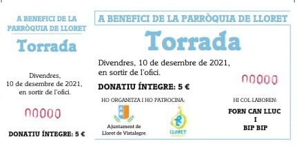Torrada en benefici de la Parròquia de Lloret