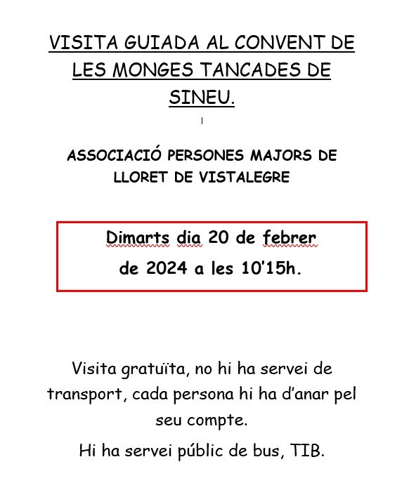 Visita guiada al Convent de les Monges Tancades de Sineu