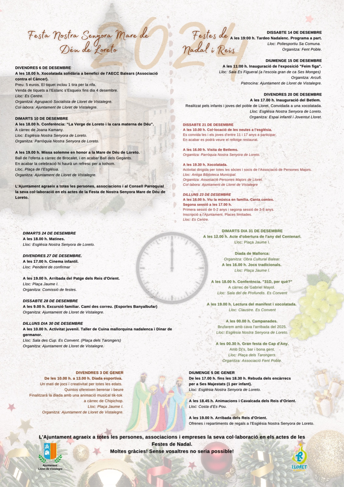 Rebuda dels encàrrecs per a Ses Majestats (1 per infant)