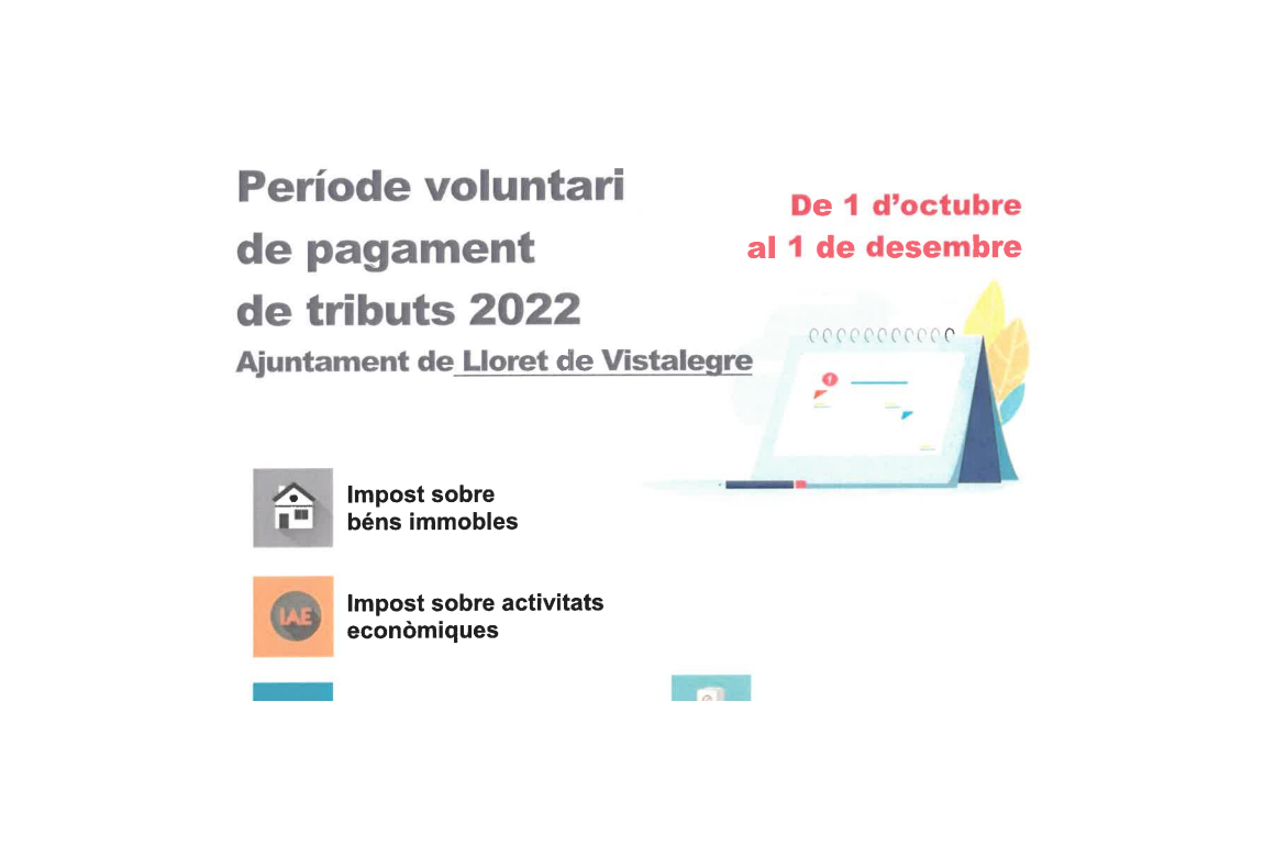 Període voluntari de pagament de tributs 2022